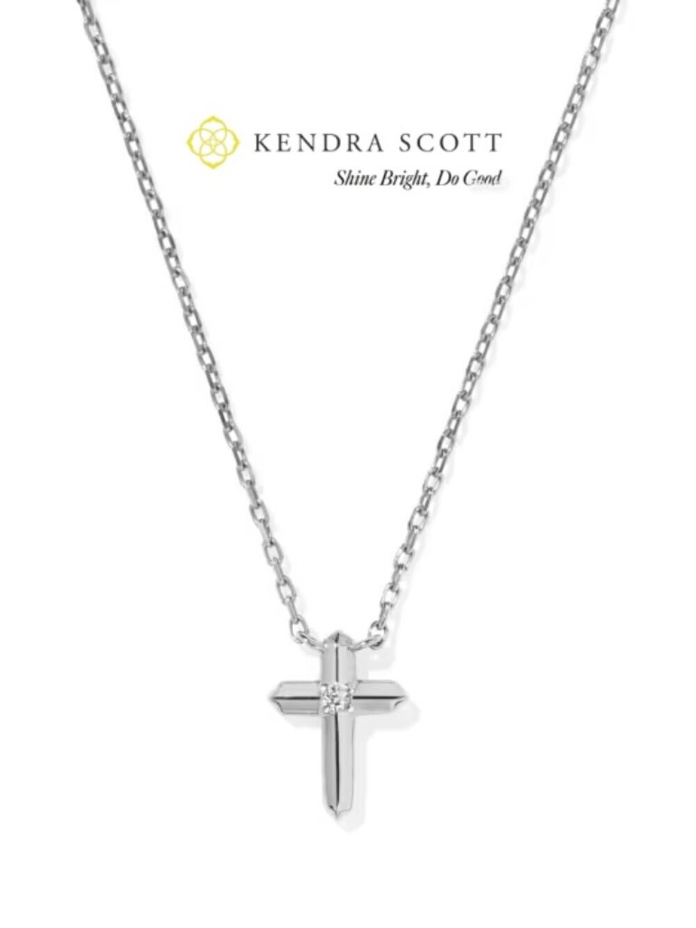 Kendra Scott Tiny Cross White Gold Pendant Necklace